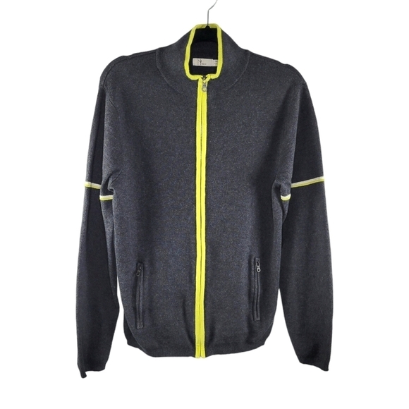 Neve Wool Blend Zip-Up Thick Knit Sweater Jacket Women's Size M Gray & Green - Picture 1 of 8